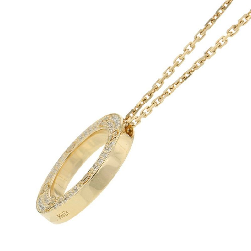 カルティエ ネックレス LOVE サークル ネックレス パヴェ ダイヤモンド 54P 計0.34ct K18YGイエローゴールド B7058400 ラブ ペンダント