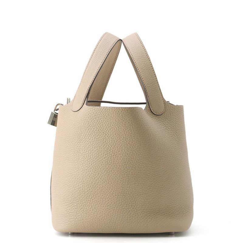 エルメス ハンドバッグ ピコタンロックPM ベージュマルファ/シルバー金具 トリヨンクレマンス K刻印 HERMES トートバッグ