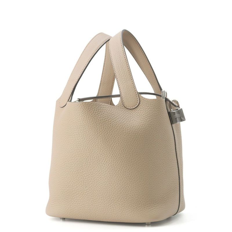 エルメス ハンドバッグ ピコタンロックPM ベージュマルファ/シルバー金具 トリヨンクレマンス K刻印 HERMES トートバッグ