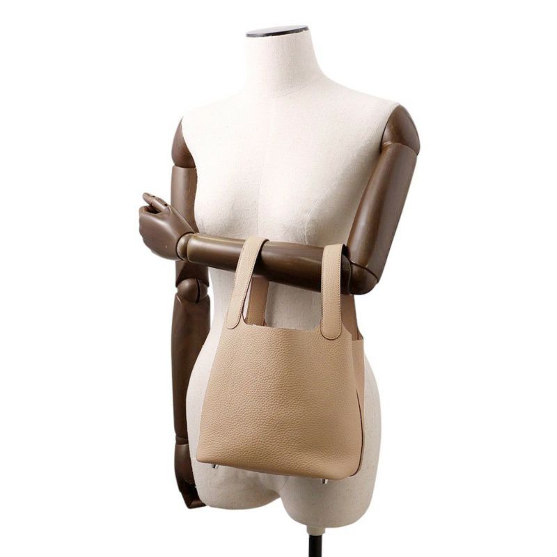 エルメス ハンドバッグ ピコタンロックPM ベージュマルファ/シルバー金具 トリヨンクレマンス K刻印 HERMES トートバッグ