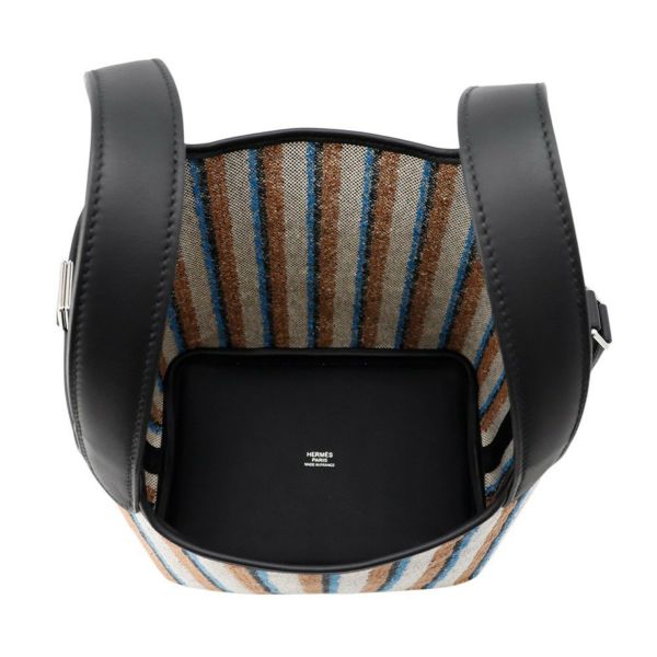 エルメス ピコタンロックPM クーベルチュール ブラック/エクリュ/フォーヴ/ブルーザンジバル/シルバー金具 トワルアッシュ/スイフト K刻印