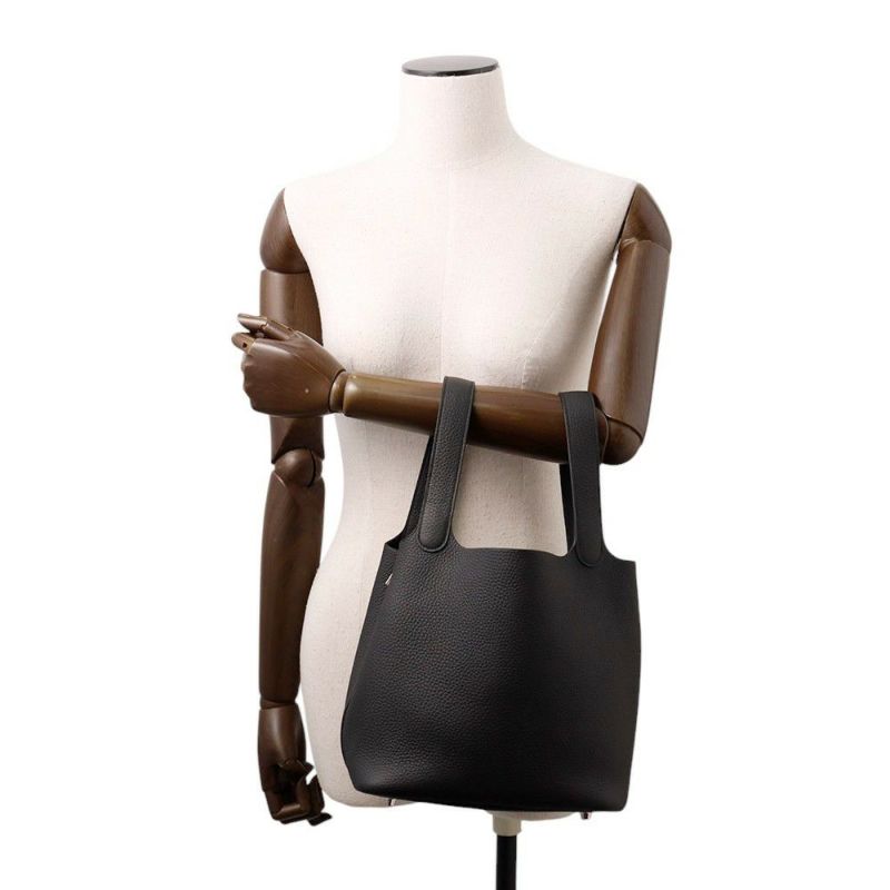 エルメス ハンドバッグ ピコタンロックMM ブラック/シルバー金具 トリヨンクレマンス K刻印 黒