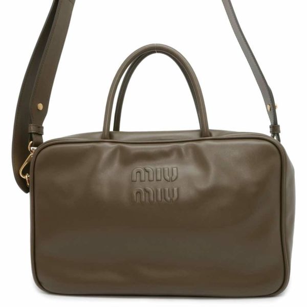 ミュウミュウ ハンドバッグ ボー レザー 5BB117 MIUMIU 2wayショルダーバッグ ボウリングバッグ