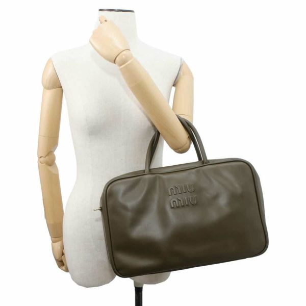 ミュウミュウ ハンドバッグ ボー レザー 5BB117 MIUMIU 2wayショルダーバッグ ボウリングバッグ