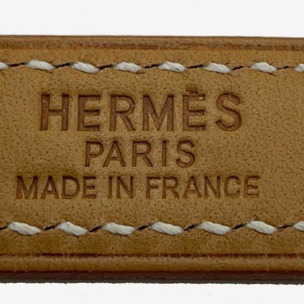 エルメス ショルダーストラップ ナチュラル/シルバー金具 レザー HERMES ストラップ