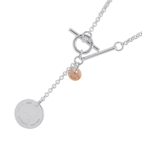 エルメス ネックレス エクスリブリス SV925シルバー/K18PGピンクゴールド PM HERMES ジュエリー