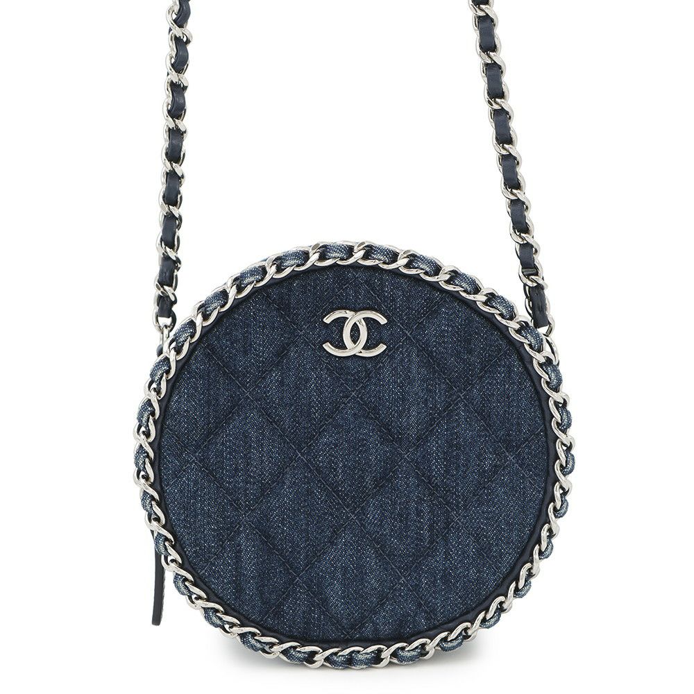 シャネル チェーンショルダーバッグ ココマーク マトラッセ ラウンド デニム AP0739 CHANEL