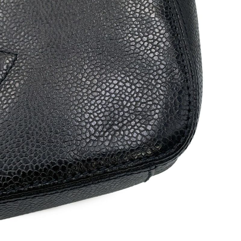 シャネル チェーントートバッグ ココマーク キャビアスキン CHANEL 黒