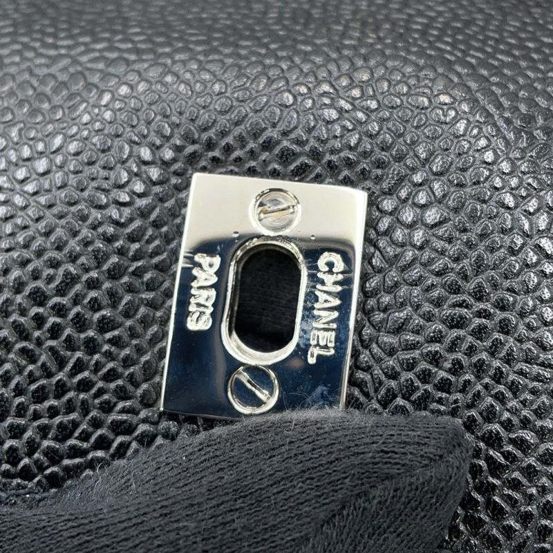 シャネル チェーントートバッグ ココマーク キャビアスキン CHANEL 黒