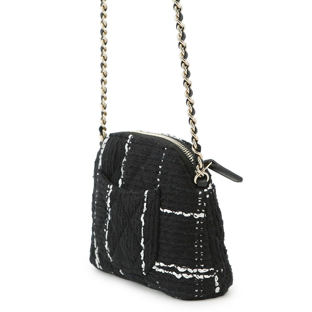 シャネル チェーンショルダーバッグ マトラッセ ココマーク ツイード CHANEL 黒 ノベルティ