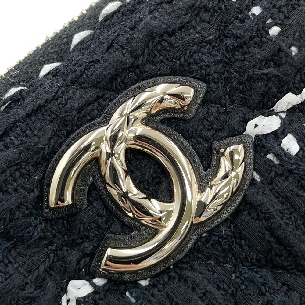 シャネル チェーンショルダーバッグ マトラッセ ココマーク ツイード CHANEL 黒 ノベルティ