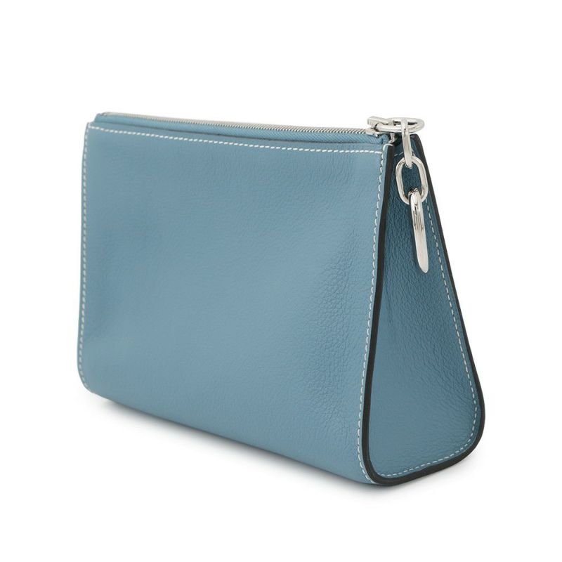 エルメス ポーチ ジップ アンゴー ニューブルージーン/シルバー金具 エバーカラー B刻印 HERMES 小物入れ