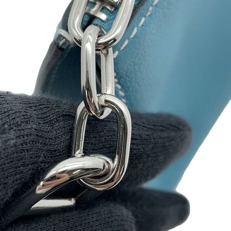 エルメス ポーチ ジップ アンゴー ニューブルージーン/シルバー金具 エバーカラー B刻印 HERMES 小物入れ