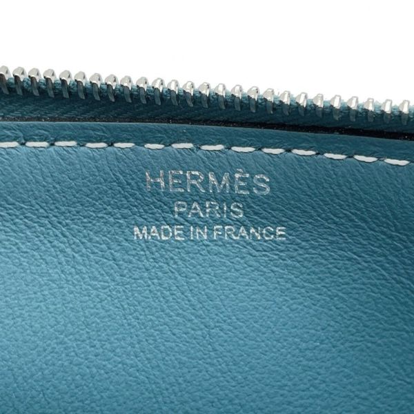 エルメス ポーチ ジップ アンゴー ニューブルージーン/シルバー金具 エバーカラー B刻印 HERMES 小物入れ