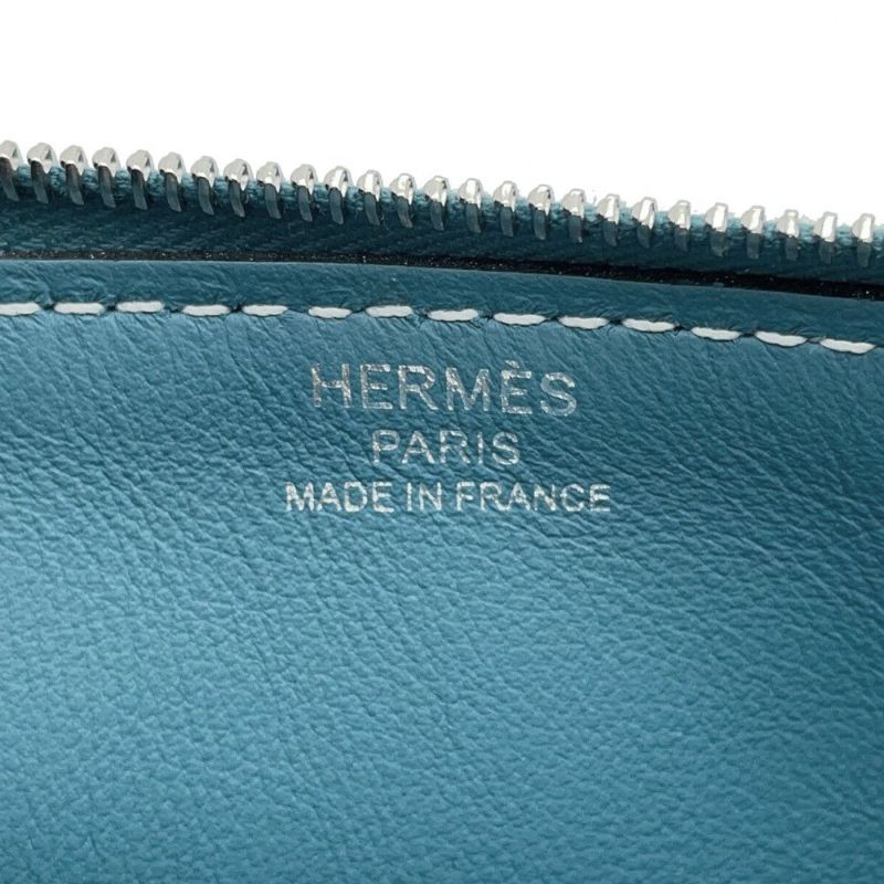 エルメス ポーチ ジップ アンゴー ニューブルージーン/シルバー金具 エバーカラー B刻印 HERMES 小物入れ