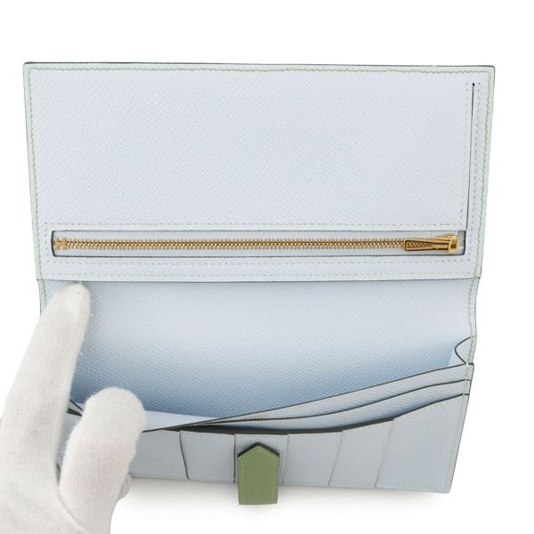エルメス 長財布 ベアンスフレ ヴェルソ ヴェールクリケット/セレステ/ゴールド金具 エプソン Y刻印 財布