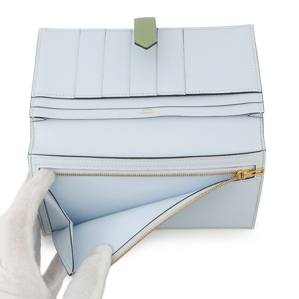 エルメス 長財布 ベアンスフレ ヴェルソ ヴェールクリケット/セレステ/ゴールド金具 エプソン Y刻印 財布