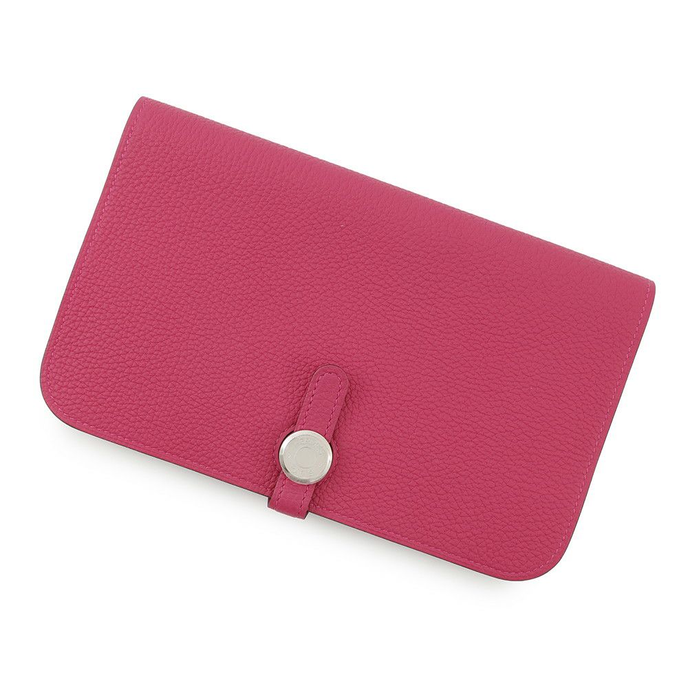 エルメス 長財布 ドゴンGM デュオ ローズメキシコ/シルバー金具 トゴ U刻印 HERMES 財布