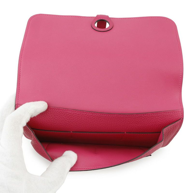 エルメス 長財布 ドゴンGM デュオ ローズメキシコ/シルバー金具 トゴ U刻印 HERMES 財布