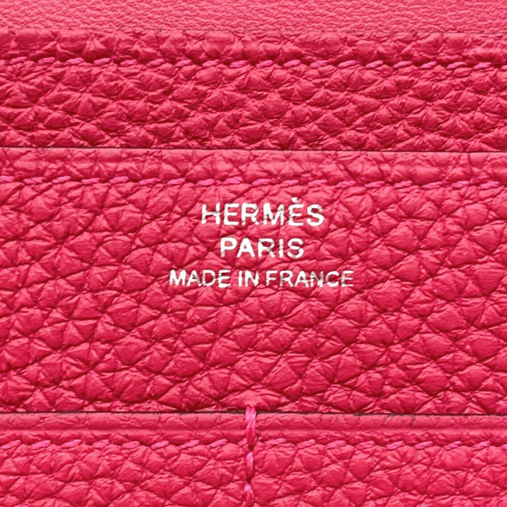 エルメス 長財布 ドゴンGM デュオ ローズメキシコ/シルバー金具 トゴ U刻印 HERMES 財布