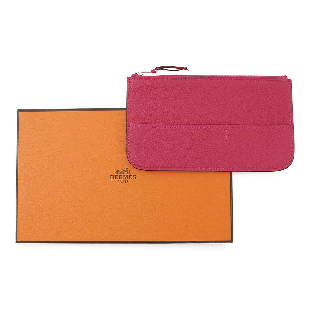 エルメス 長財布 ドゴンGM デュオ ローズメキシコ/シルバー金具 トゴ U刻印 HERMES 財布