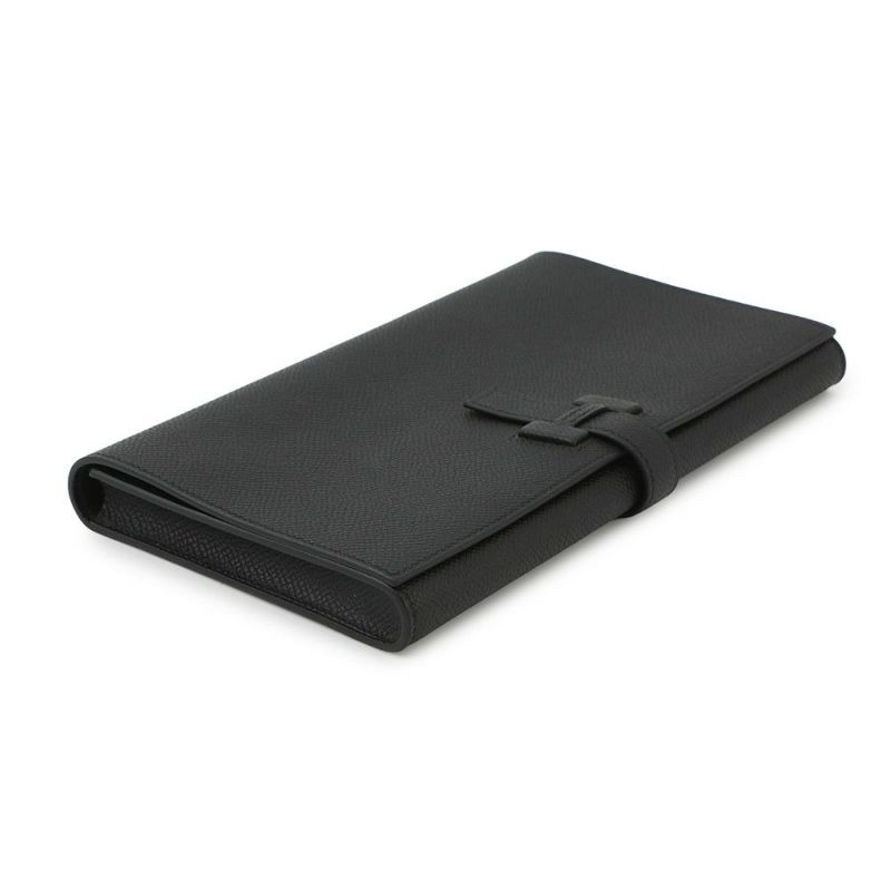 エルメス 長財布 Hパッサン トゥタンマン ブラック/シルバー金具 エプソン W刻印 HERMES 黒