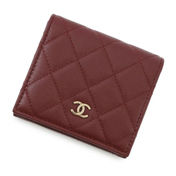 シャネル 二つ折り財布 ココマーク マトラッセ  コンパクトウォレット キャビアスキン AP4806