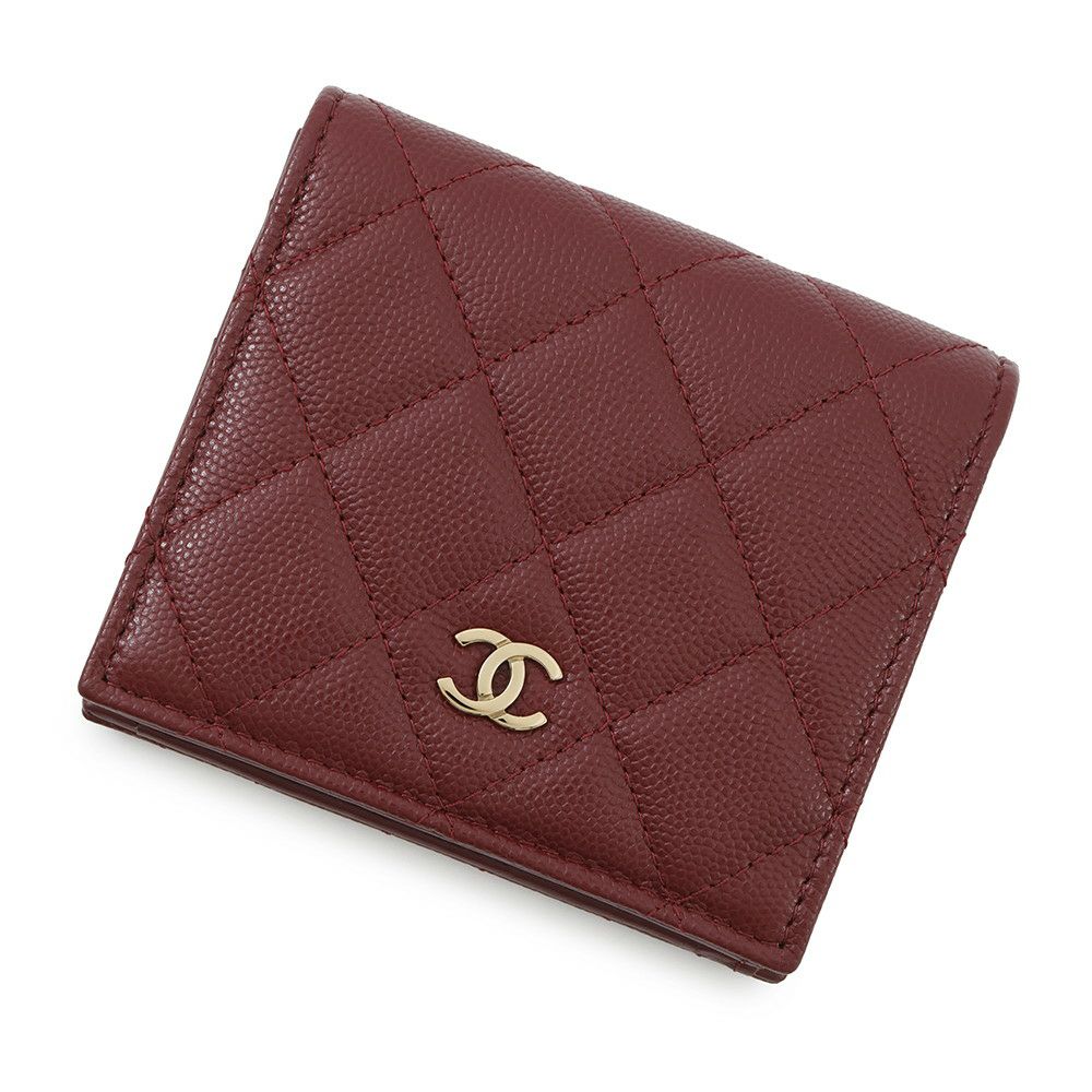 シャネル 二つ折り財布 ココマーク マトラッセ  コンパクトウォレット キャビアスキン AP4806