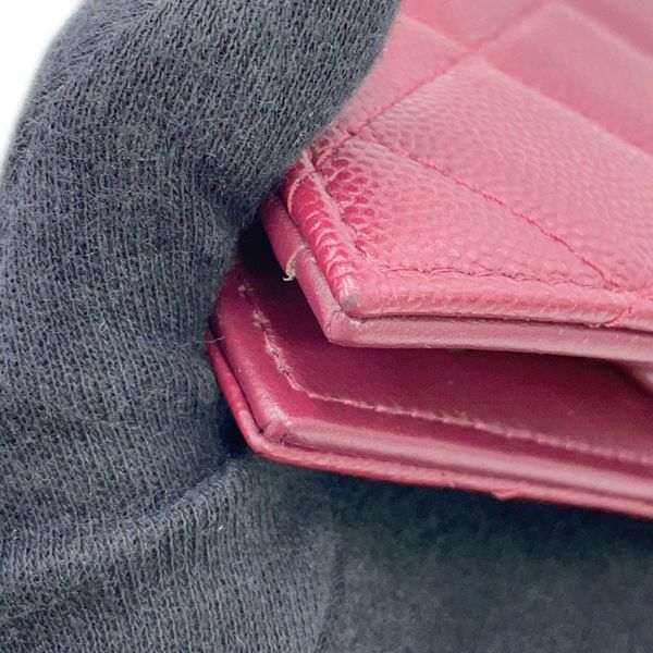シャネル 二つ折り財布 ココマーク マトラッセ  コンパクトウォレット キャビアスキン AP4806