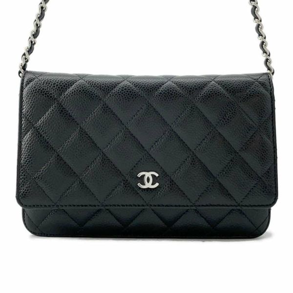 シャネル チェーンウォレット マトラッセ ココマーク キャビアスキン A33814 CHANEL 財布 黒