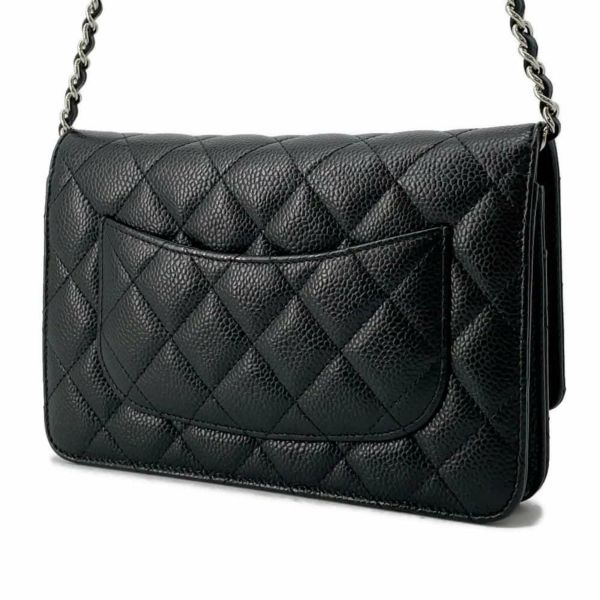 シャネル チェーンウォレット マトラッセ ココマーク キャビアスキン A33814 CHANEL 財布 黒