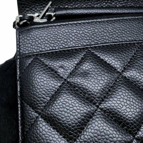 シャネル チェーンウォレット マトラッセ ココマーク キャビアスキン A33814 CHANEL 財布 黒