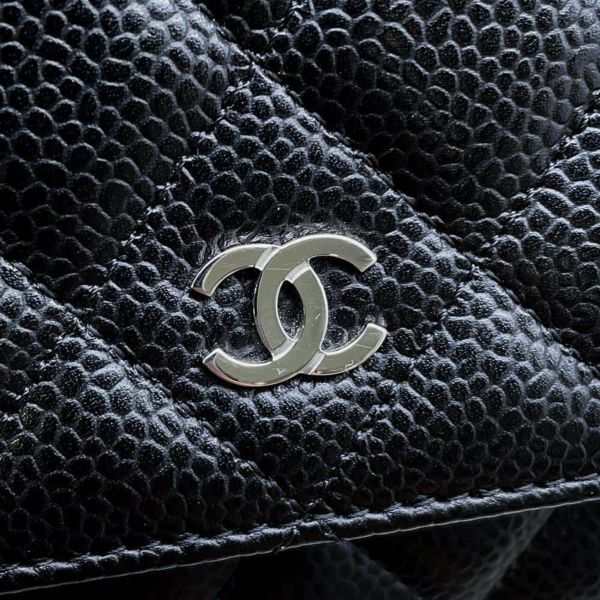 シャネル チェーンウォレット マトラッセ ココマーク キャビアスキン A33814 CHANEL 財布 黒