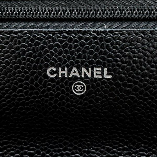 シャネル チェーンウォレット マトラッセ ココマーク キャビアスキン A33814 CHANEL 財布 黒