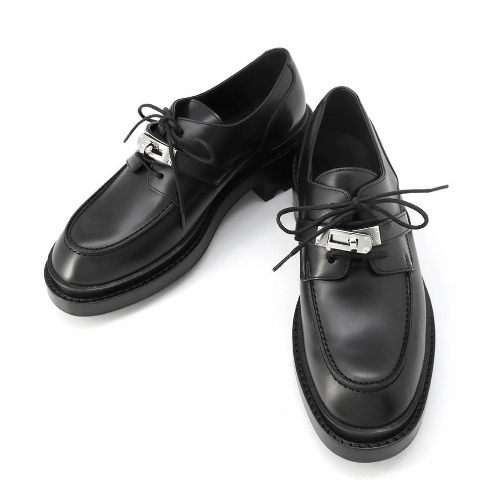エルメス ホット ケリーバックル モカシン ローファー レザー ブラック