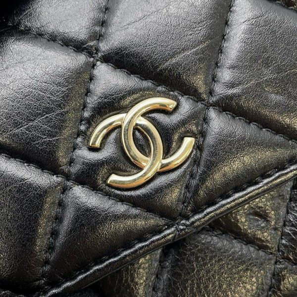 シャネル  パールチェーンショルダーウォレット マトラッセ ココマーク ラムスキン AP1839 CHANEL 黒