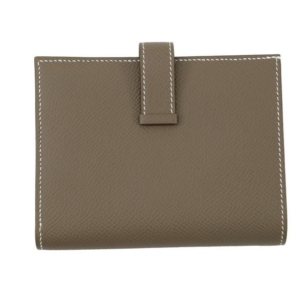 エルメス 二つ折り財布 ベアン コンパクト エトゥープ/シルバー金具 エプソン W刻印