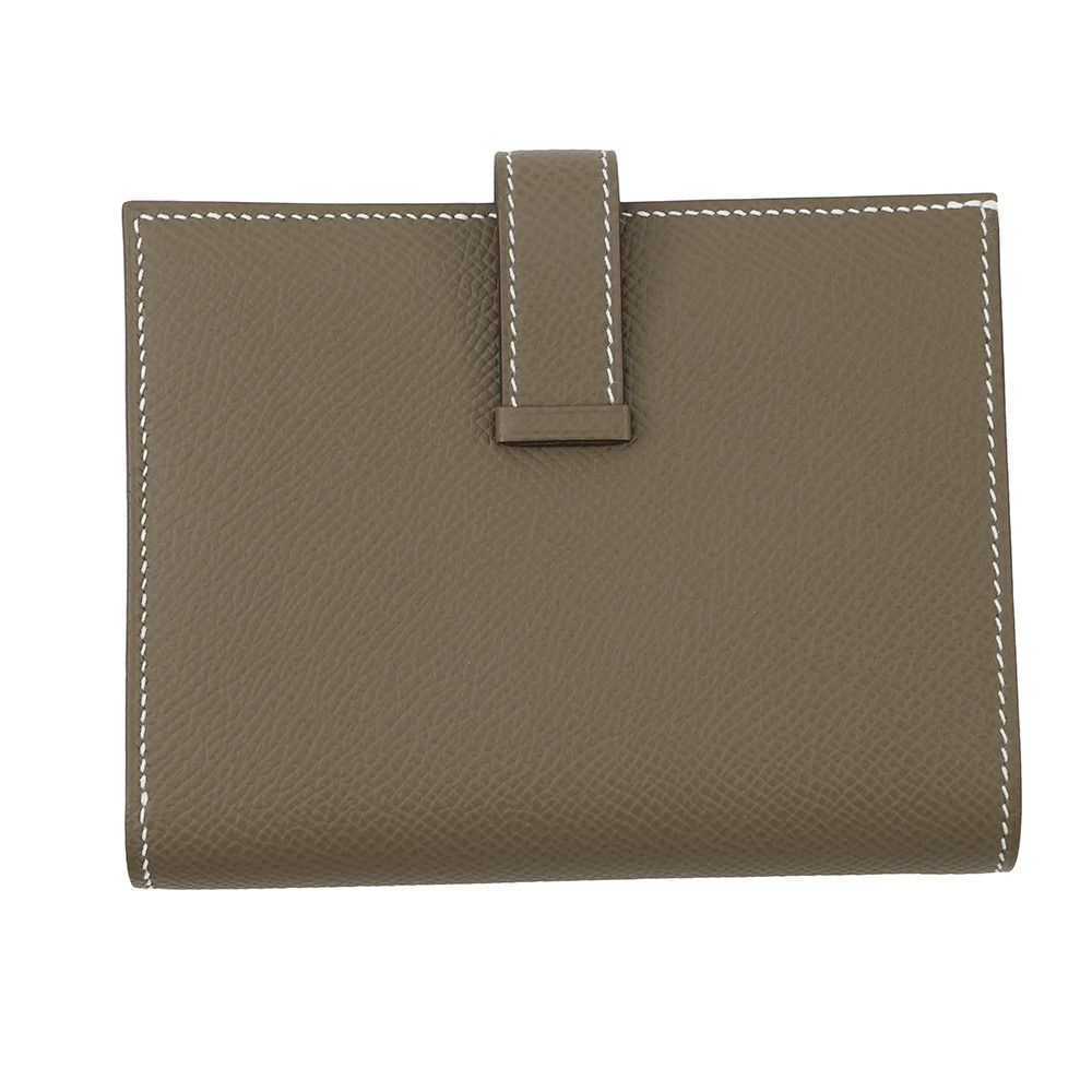 エルメス 二つ折り財布 ベアン コンパクト エトゥープ/シルバー金具 エプソン W刻印