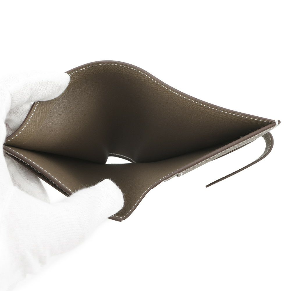 エルメス 二つ折り財布 ベアン コンパクト エトゥープ/シルバー金具 エプソン W刻印