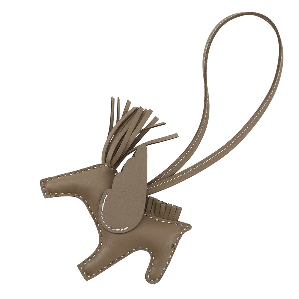 エルメス バッグチャーム ロデオPM ペガサス エトゥープ ラムスキン K刻印 HERMES チャーム オーナメント