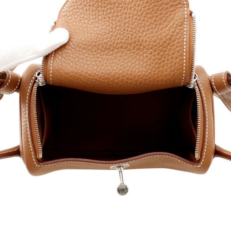 エルメス リンディ ミニ ゴールド/シルバー金具 トリヨンクレマンス K刻印 2wayショルダー