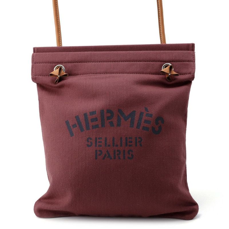 エルメス ショルダーバッグ サック アリーヌMM ルージュアッシュ/ゴールド/シルバー金具 トワルシェブロン K刻印