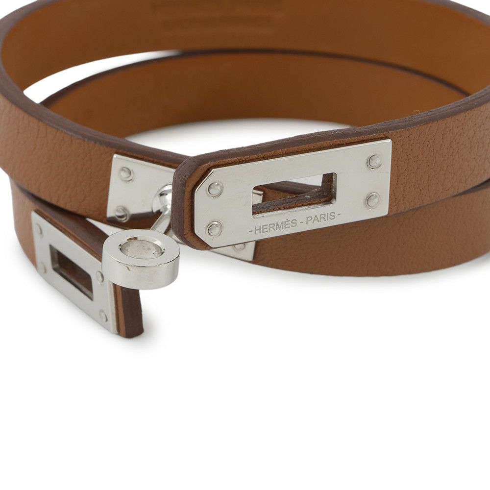 エルメス ブレスレット ケリー ドゥブルトゥール ゴールド/シルバー金具 スイフト Y刻印 サイズT3 HERMES アクセサリー