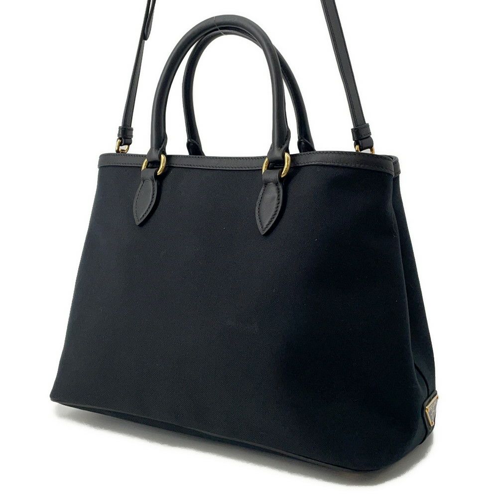 プラダ ハンドバッグ ジャカード ロゴ キャンバス 1BA579 PRADA 2way 黒