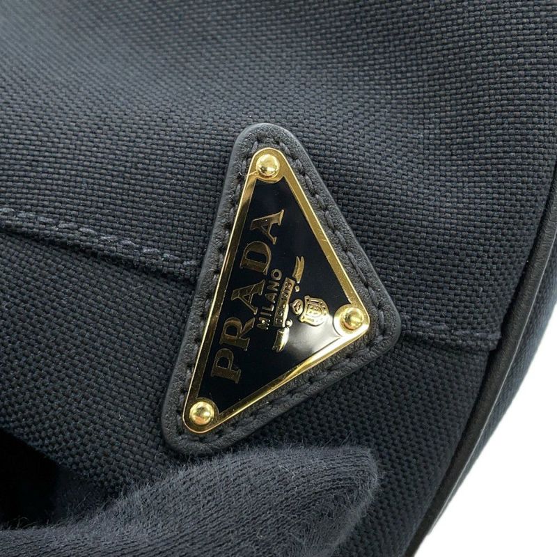 プラダ ハンドバッグ ジャカード ロゴ キャンバス 1BA579 PRADA 2way 黒