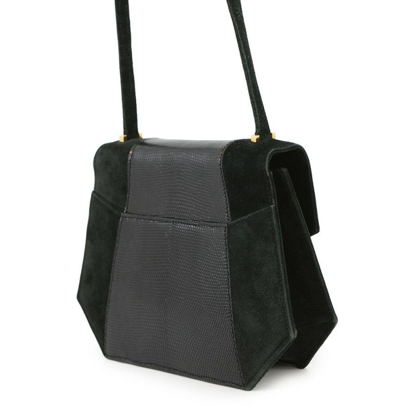 エルメス ショルダーバッグ ラプソディ ブラック/ゴールド金具 リザード/ドブリス 〇O刻印 黒