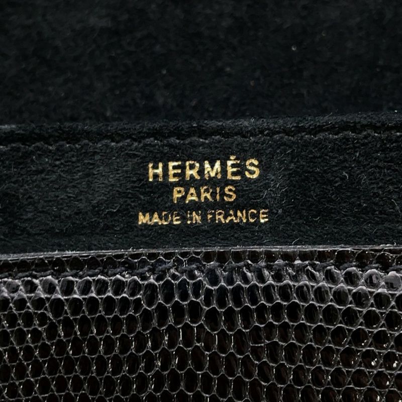 エルメス ショルダーバッグ ラプソディ ブラック/ゴールド金具 リザード/ドブリス 〇O刻印 黒