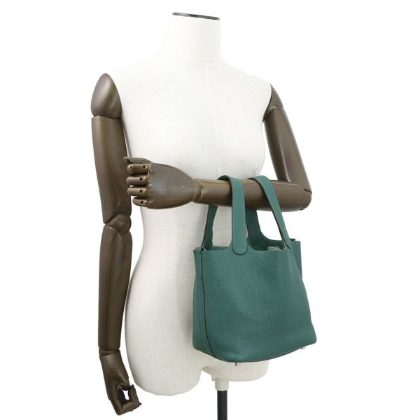 エルメス ハンドバッグ ピコタンロックPM マラカイト/シルバー金具 トリヨンクレマンス □Q刻印