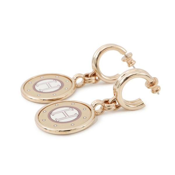エルメス ピアス ブラゾン フォーブル/ピンクゴールド金具 メタル エナメル HERMES アクセサリー
