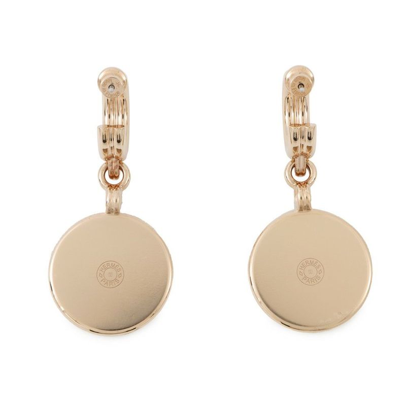 エルメス ピアス ブラゾン フォーブル/ピンクゴールド金具 メタル エナメル HERMES アクセサリー